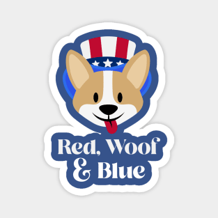 Red, Woof, and Blue funny 4th of July Dog, Pet Magnet