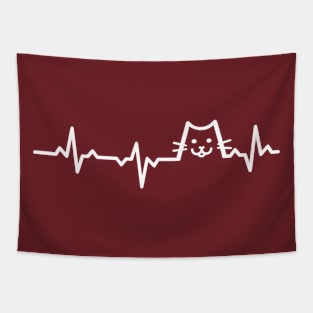 Kitty Heartbeat White Tapestry