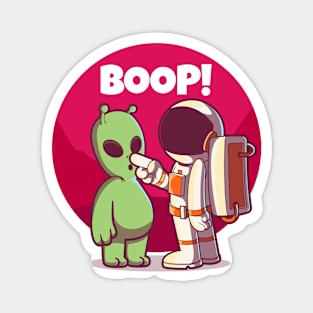 Boop! Spaceman and alien nose boop greeting Magnet