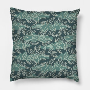 Minimalist Leaf Line Art Illustration as a Seamless Surface Pattern Design Pillow