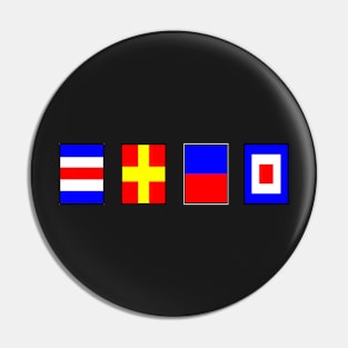 CREW SPELT OUT IN NAUTICAL FLAGS Pin