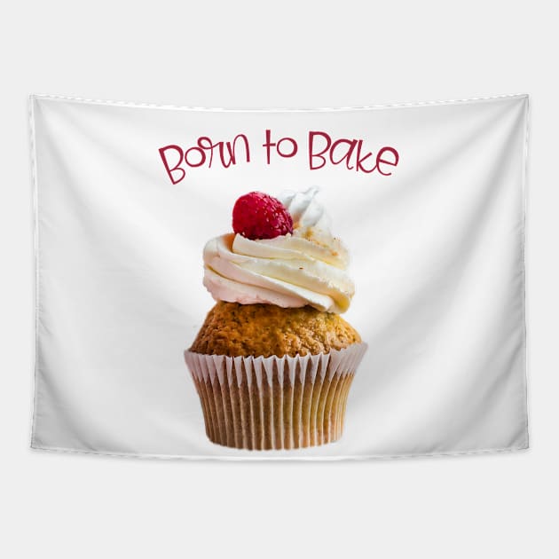 Born to Bake Raspberry Cupcake Tapestry by ArtMorfic