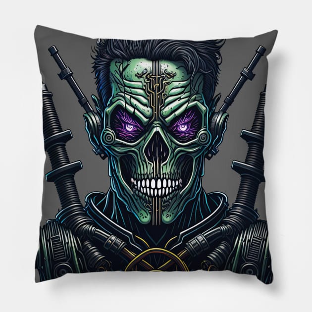 Cyborg Heads S02 D02 Pillow by Houerd