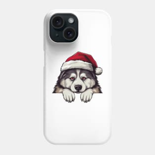 Christmas Peeking Alaskan Malamute Dog Phone Case