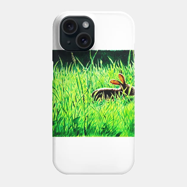 Rabbit in the Grass Phone Case by Paul Mudie