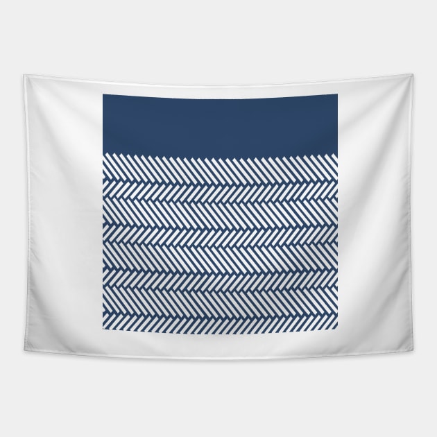 Herringbone Boarder Navy Tapestry by ProjectM