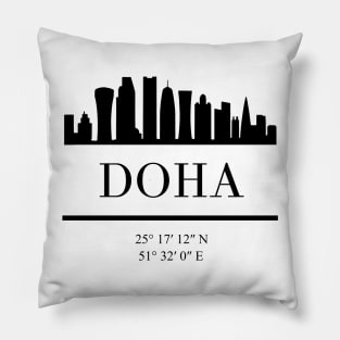 DOHA QATAR BLACK SILHOUETTE SKYLINE ART Pillow