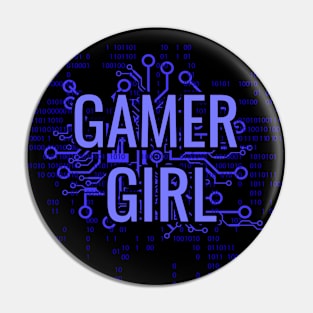 GAMER GIRL Electric Blue cyber circuit Pin