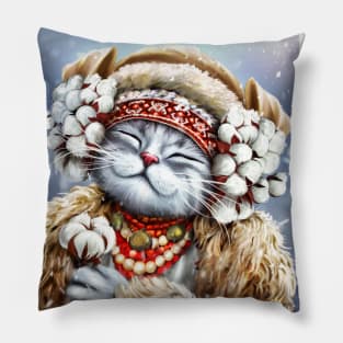 Cute winter cat Pillow