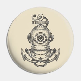 Diving Helmet and Ship Anchor Pin