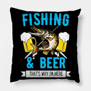 Fishing & Beer Funny Fisherman Angling Design Pillow