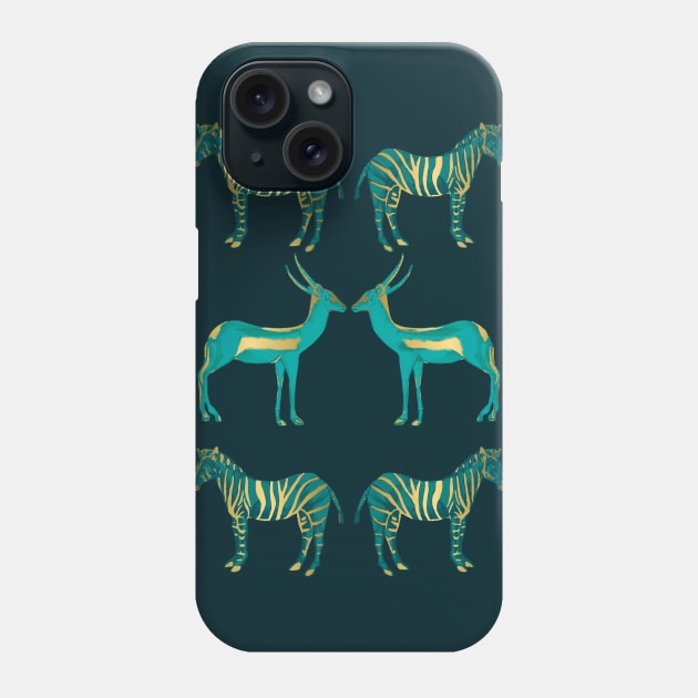 Teal and Gold Savanna Phone Case by Petras