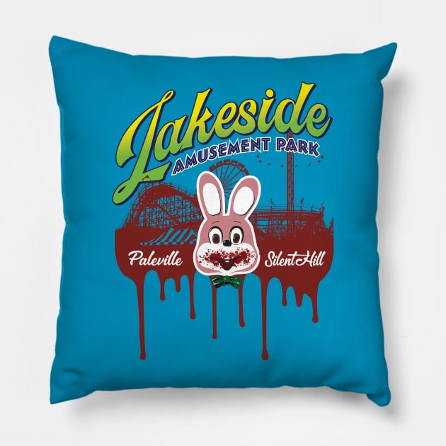 Lakeside Amusement Park Pillow by MindsparkCreative