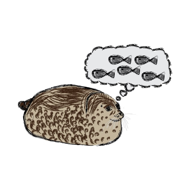 Artwork of "Chubby Seal, Dreaming of Fish" by JDHegemann