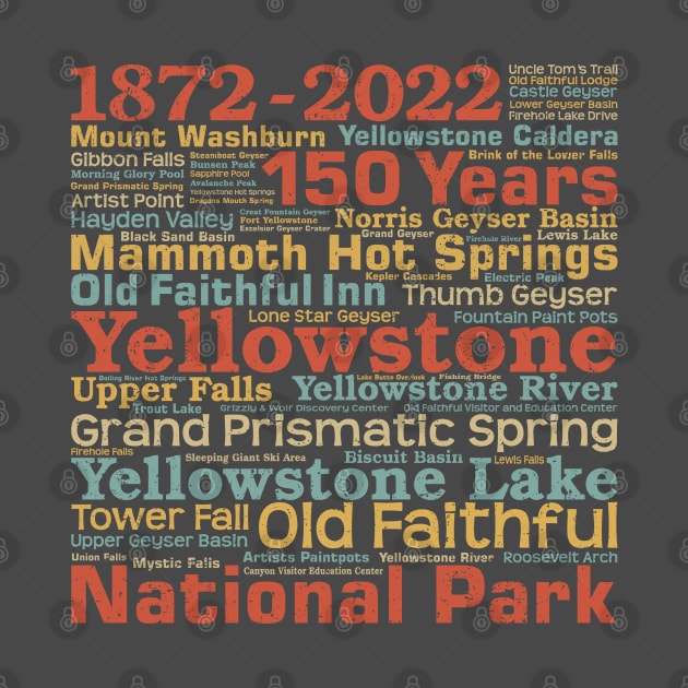 Yellowstone National Park Word Art 150 Years Commemorative by Pine Hill Goods