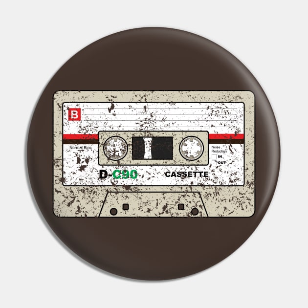 Distressed Cassette Tape Pin by EarlGreyTees