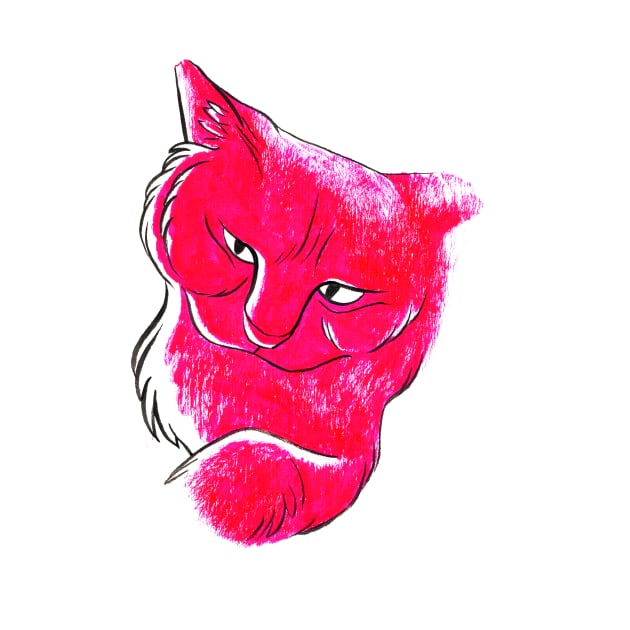 Neon Pink Cat by AlexandraBowmanArt