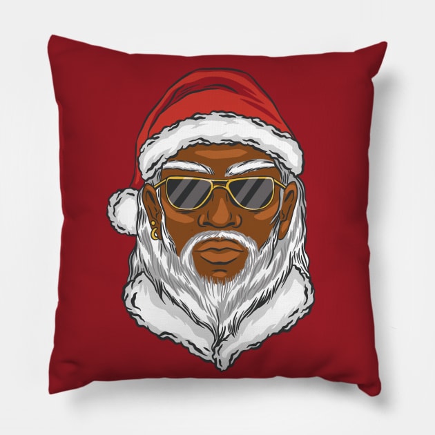 Black Santa Cartoon Pillow by SLAG_Creative