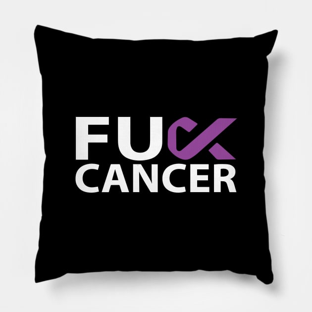 Fuck Pancreatic Cancer Purple Ribbon Pillow by toosweetinc