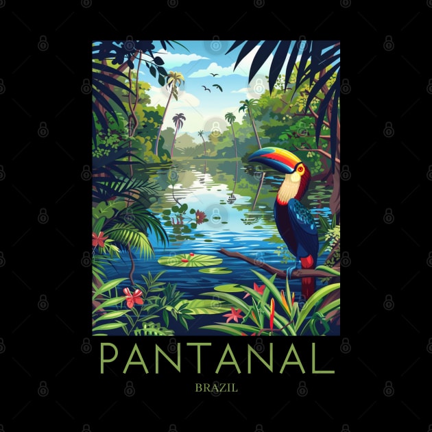 A Pop Art Travel Print of Pantanal - Brazil by Studio Red Koala
