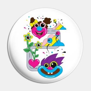 Boy and girl funny illustration Pin