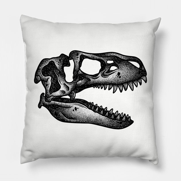 T-Rex Dinosaur Skull Pillow by melaniepetersonart