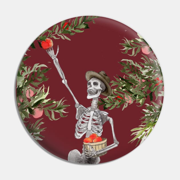 Apple Picker Skeleton Pin by Heather Dorsch Creations