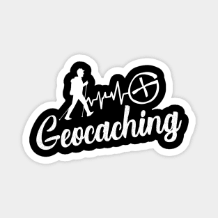 Geocaching - Heartbeat ECG Geocacher Silhouette Magnet