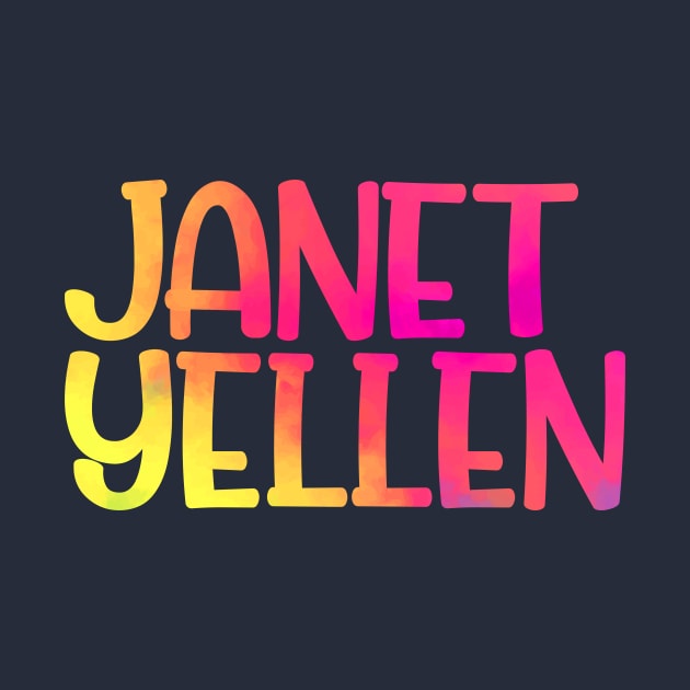 Janet Yellen colorful watercolor by BadrooGraphics Store