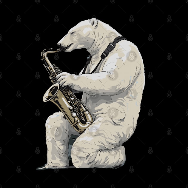 Polar Bear Playing Saxophone by Graceful Designs