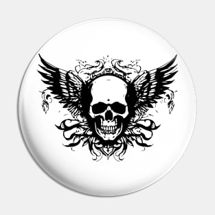 metal skull with wings Pin