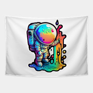 Colorful melting Astronaut Sticker #4 Tapestry