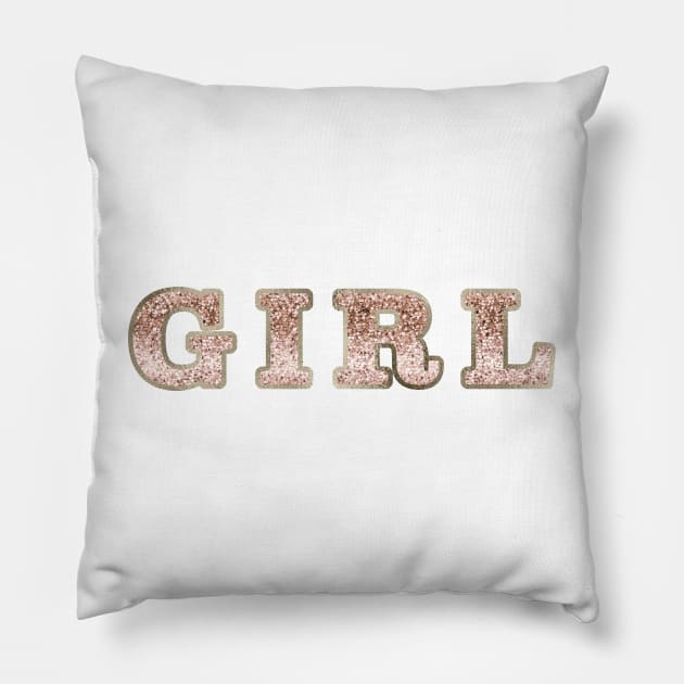 Girl - rose gold glitter Pillow by RoseAesthetic