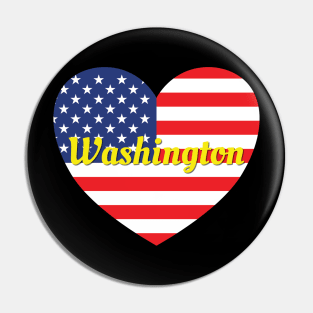 Washington American Flag Heart Pin