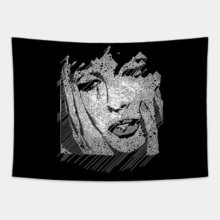 Crying Girl Pop Art Abstract Design Tapestry