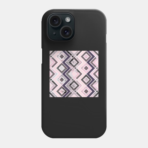 Zigzag pattern of a fluid painting in neon pink and gray Phone Case by nobelbunt