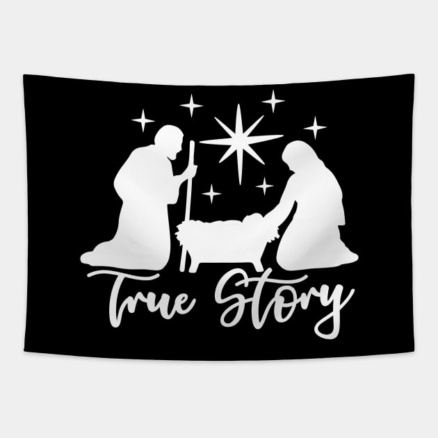 True Story Mary and Joseph Nativity Religous Christmas Design Tapestry by StacysCellar