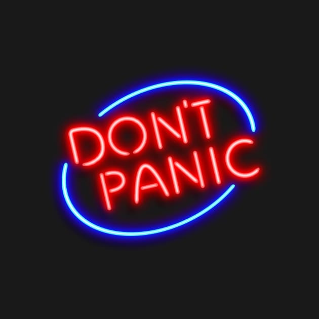 Hitchhiker's Guide - "Don't Panic" Neon Sign by Go Brit