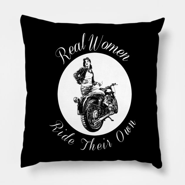 Woman Motorcycle Rider Design Pillow by AtkissonDesign