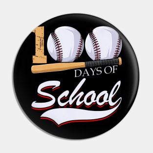 100 Days Of School Sports Game Baseball Player Student Pin