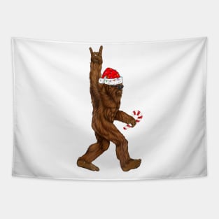 Santa Bigfoot Christmas Lights Rock Sasquatch Believe Tapestry