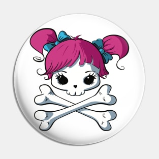 Cupcake Crossbones Kawaii Pink Pin