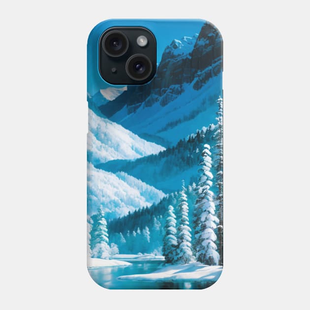 Snowy Alpine River in Winter Phone Case by CursedContent