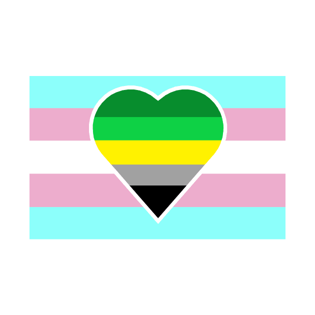 Transgender Pride Flag with Aromantic Heart (Yellow-Stripe Variant) by DisneyFanatic23