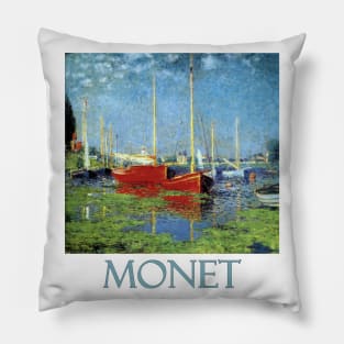 Red Boats at Argenteuil by Claude Monet Pillow