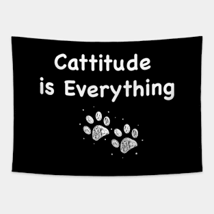 Cattitude is Everything text white Tapestry