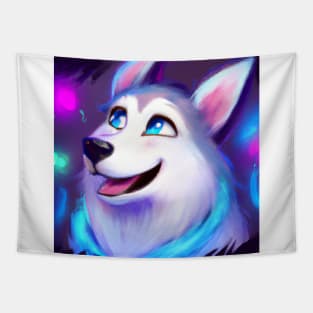 Cute Husky Drawing Tapestry