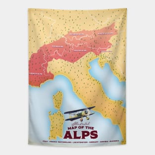 Illustrated map of the Alps Tapestry