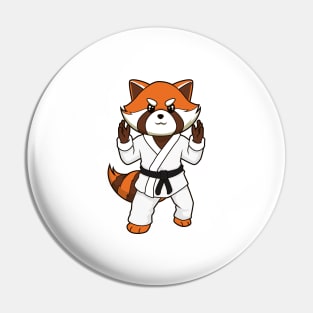 Cartoon red panda doing judo Pin