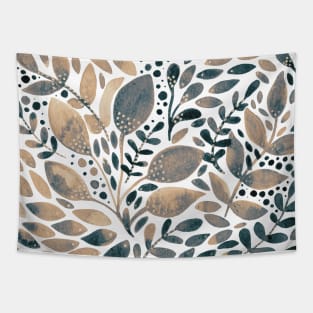 Watercolor foliage - beige and grey Tapestry